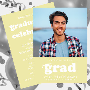 INVITATION GRAD CASQUETTES RETRO OFF À GRAD PHOTO GRAD INVITA