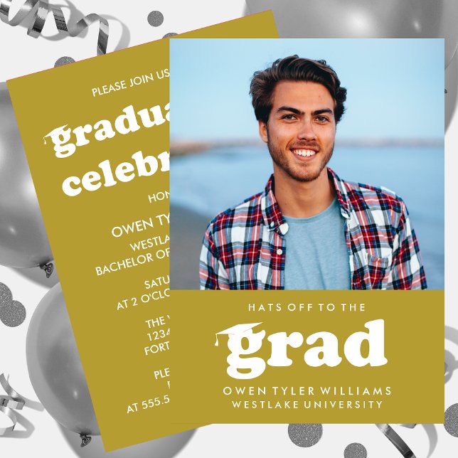INVITATION GRAD CASQUETTES RETRO OFF À GRAD PHOTO GRAD INVITA (Créateur téléchargé)