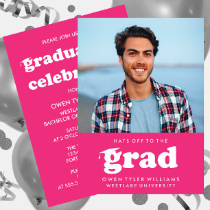 INVITATION GRAD CASQUETTES RETRO OFF À GRAD PHOTO GRAD INVITA