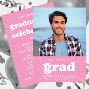 INVITATION GRAD CASQUETTES RETRO OFF À GRAD PHOTO GRAD INVITA
