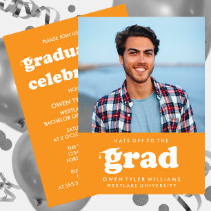 INVITATION GRAD CASQUETTES RETRO OFF À GRAD PHOTO GRAD INVITA