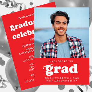 INVITATION GRAD CASQUETTES RETRO OFF À GRAD PHOTO GRAD INVITA