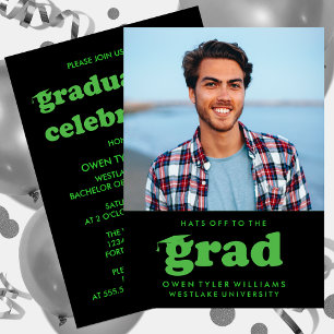 INVITATION GRAD CASQUETTES RETRO OFF À GRAD PHOTO GRAD INVITA