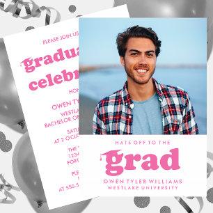 INVITATION GRAD CASQUETTES RETRO OFF À GRAD PHOTO GRAD INVITA