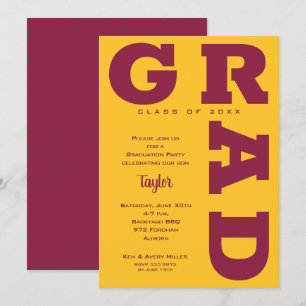 Invitation GRAD Gold et Maroon Graduation
