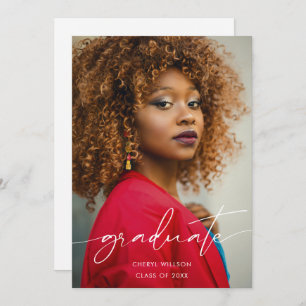 Invitation Grad Moderne noir Script photo superposition de la