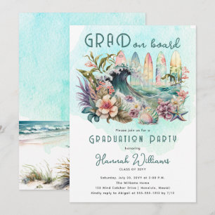 Invitation GRAD on Board Tropical Surfing Graduation Party