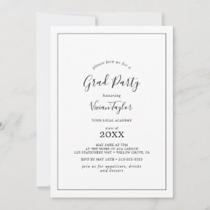 Invitation Grad Party minimaliste