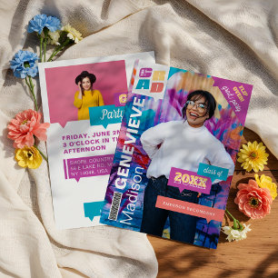 Invitation Grad Retro Hip Graduate Photo Magazine Cover Party