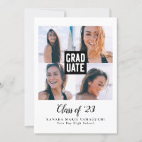 Graduate Black Block Multi Photo Graduation Party