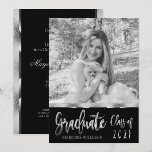 Invitation Graduate Class of 2021 Silver Black and White