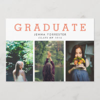 Graduate Cute Script Trois Photos Coral