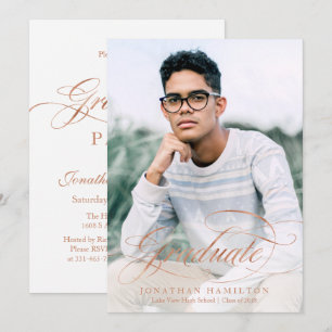 Invitation Graduate Foil Rose Gold Élégant Script Grad Party