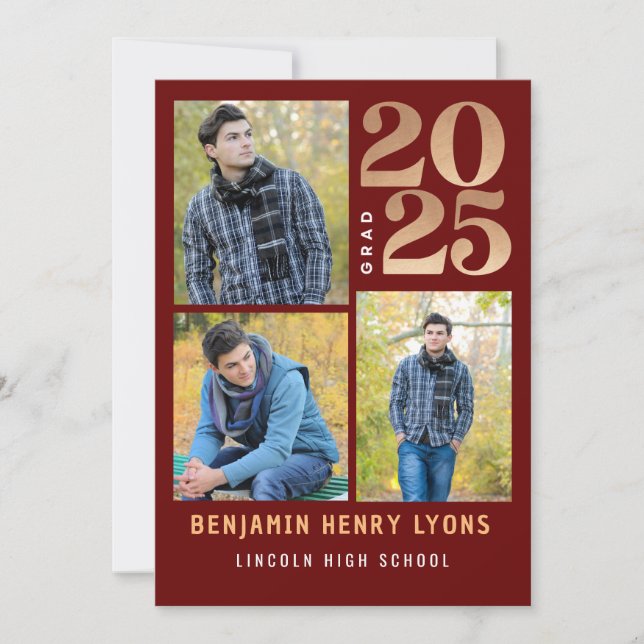 Invitation Graduate Maroon Class of 2025 Printable (Devant)