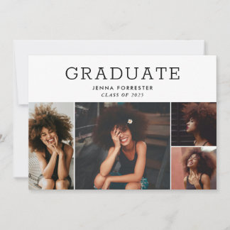 Invitation Graduate Modern Minimal Script Photo Collage
