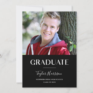 Invitation Graduate moderne Black & White Graduation Party