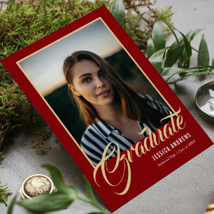 Invitation Graduate Moderne Editable Photo Bourgogne Diplôme