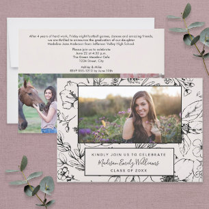 Invitation Graduate Party 4 Photo Blush Botanique Script