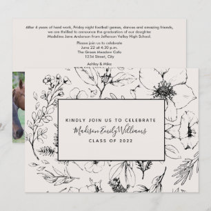 Invitation Graduate Party Blush Botanical Script 3 Photo