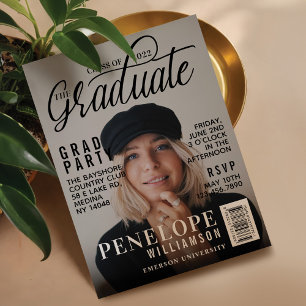 Invitation Graduate Stylish Magazine Couverture Photo Grad Pa