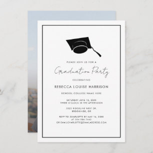 Invitation Graduation 2023 Photo Elegant Script Grad Party