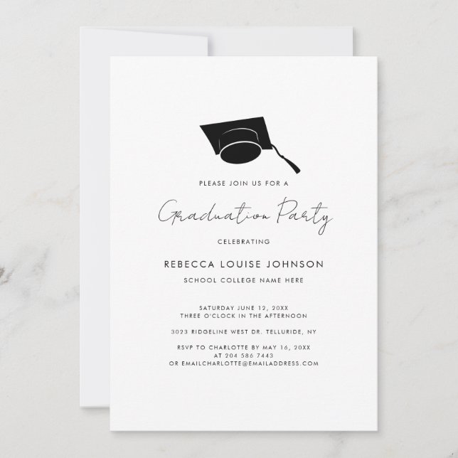 Invitation Graduation 2023 Stripes Script Elégant Grad Party (Devant)