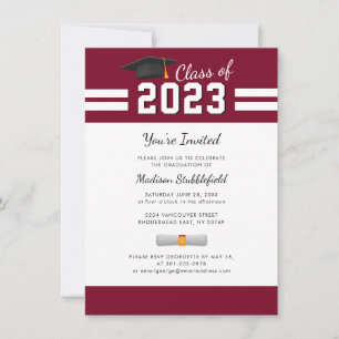 Invitation Graduation 2024 Elégant Grad Burgundy Party