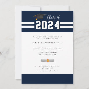 Invitation Graduation 2024 Marine Photo blanche Open House Pa