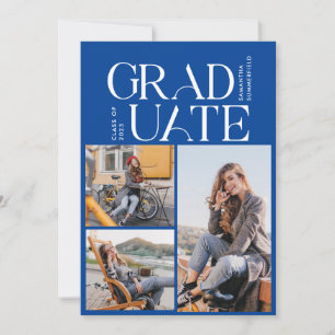 Invitation Graduation 2024 Photo Collage Blue Graduate Party