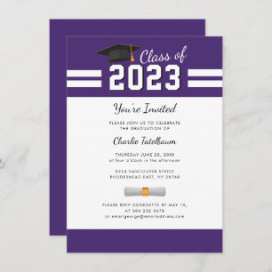 Invitation Graduation 2024 Purple White Graduate Party