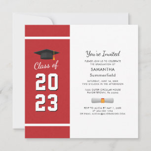 Invitation Graduation 2024 Red Graduate Photo Party