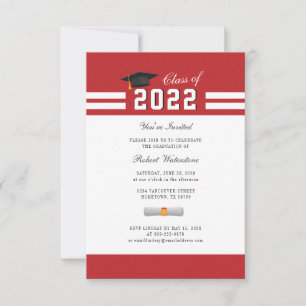 Invitation Graduation 2024 Red White Grad Party