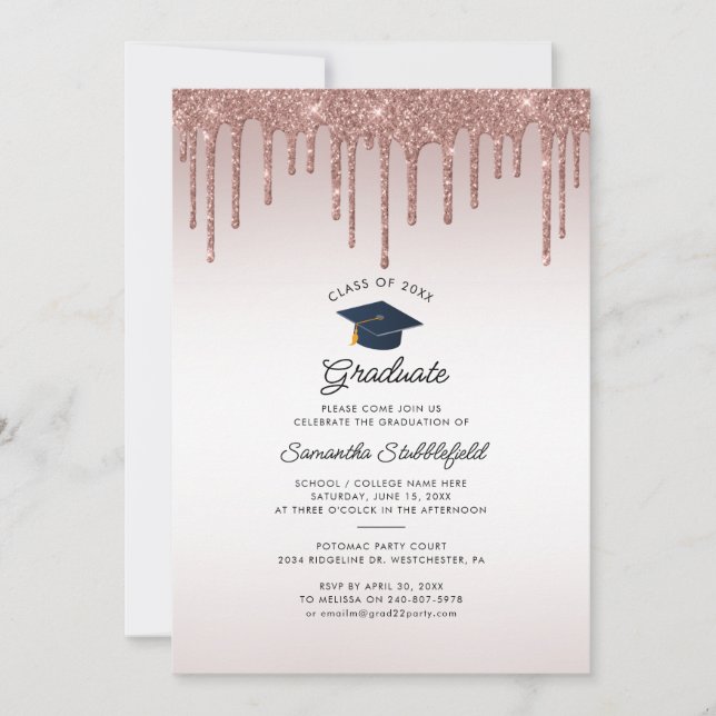 Invitation Graduation 2024 Rose Gold Grad Party (Devant)