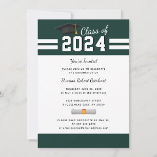 Invitation Graduation 2024 Script photo Green Graduate Party