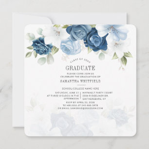 Invitation Graduation 2025 Dusty Blue Floral