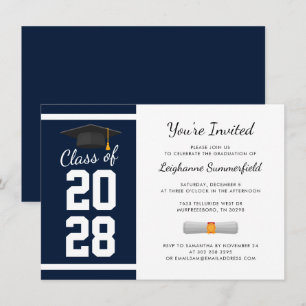 Invitation Graduation 2025 Modern Navy Blue Grad Party