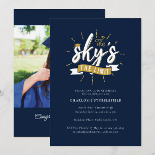 Invitation Graduation 2025 Navy Blue Grad Photo Party