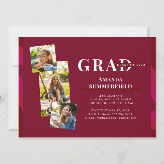 Invitation Graduation 2025 Photo Collage Grad Party (Devant)