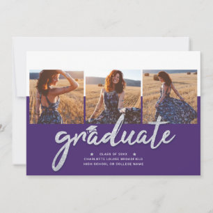 Invitation Graduation 2025 Photo Collage Purple