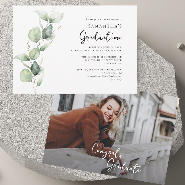 Invitation Graduation 2025 Photo Eucalyptus Grad Party (Graduation 2025 Photo Eucalyptus Grad Party Invitation)