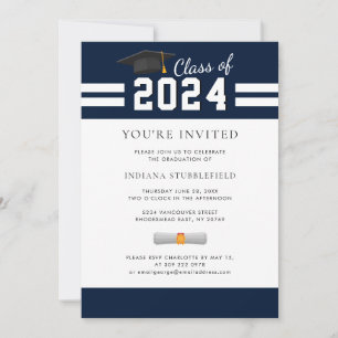 Invitation Graduation 2025 Photo Navy Blue Graduate Party