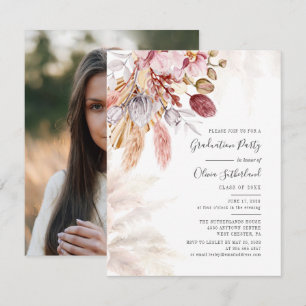 Invitation Graduation 2025 Photo Pampas Graduate Party
