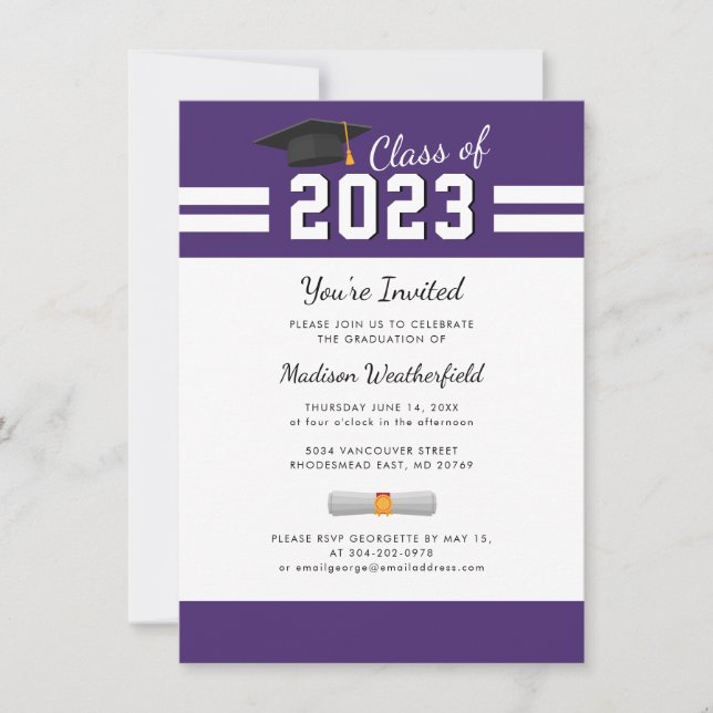 Invitation Graduation 2025 Purple Grad Party (Devant)