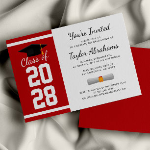 Invitation Graduation 2025 Red White Grad Party