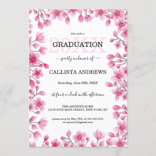 Invitation Graduation à la frontière florale de fleurs de cer