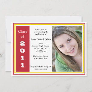 Invitation Graduation à trois cadres (rouge et or)