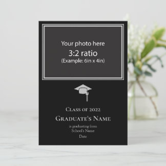 Invitation Graduation Announcement w/ Mortarboard (Silver)