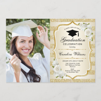 Invitation Graduation avec photo - Gold