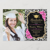 Graduation avec photo - Gold Black Rose