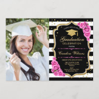 Graduation avec photo - Pink Gold Black